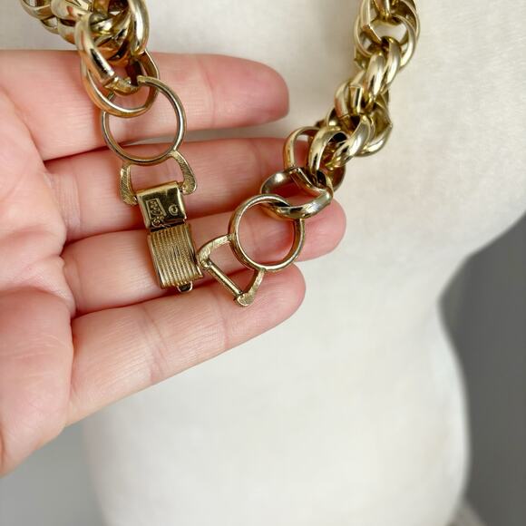 Vintage Coro Gold Tone Triple Loop Long Chain Necklace 28" - Picture 7 of 10